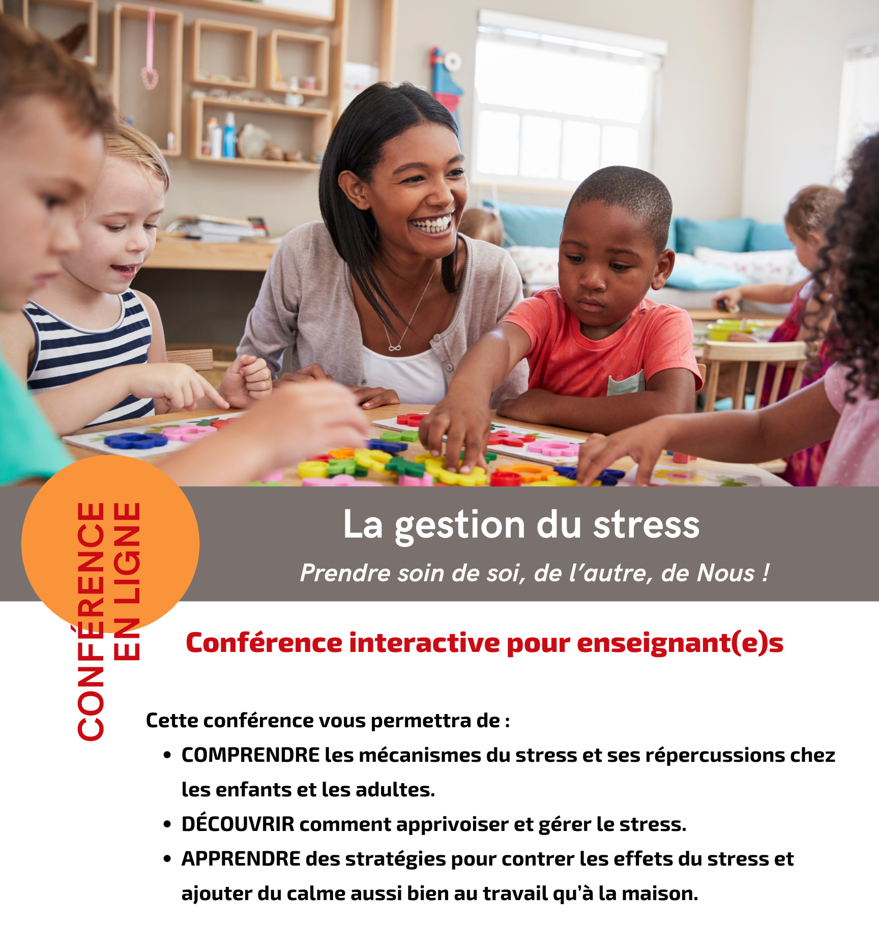 Visuel conférence gestion du stress pour enseignants